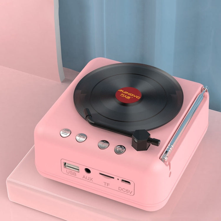 Manovo H3 Macaron Vinyl Record Player Bluetooth Speaker Retro Radio Stereo(Pink) - Mini Speaker by Manovo | Online Shopping South Africa | PMC TechLife | Buy Now Pay Later Mobicred