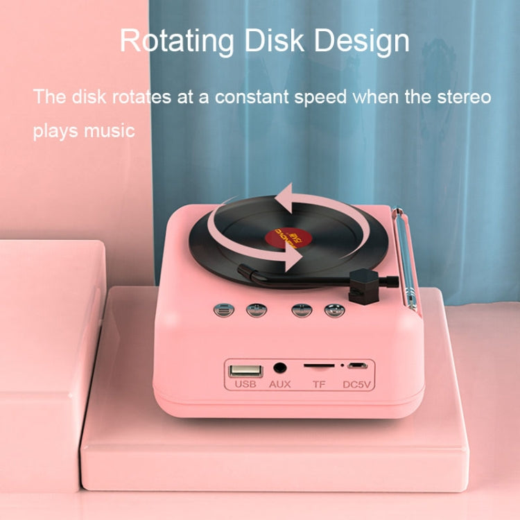 Manovo H3 Macaron Vinyl Record Player Bluetooth Speaker Retro Radio Stereo(Pink) - Mini Speaker by Manovo | Online Shopping South Africa | PMC TechLife | Buy Now Pay Later Mobicred