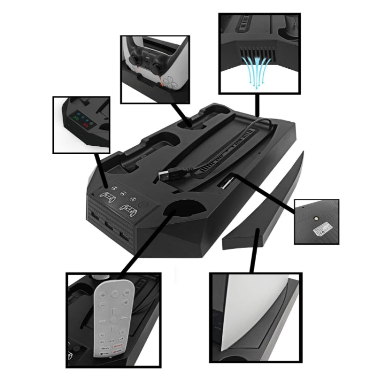 For PS5 DE/UHD 2 In 1 Handheld Console Cooling Stand Fan Base(Black) - Charger & Power by PMC TechLife | Online Shopping South Africa | PMC TechLife