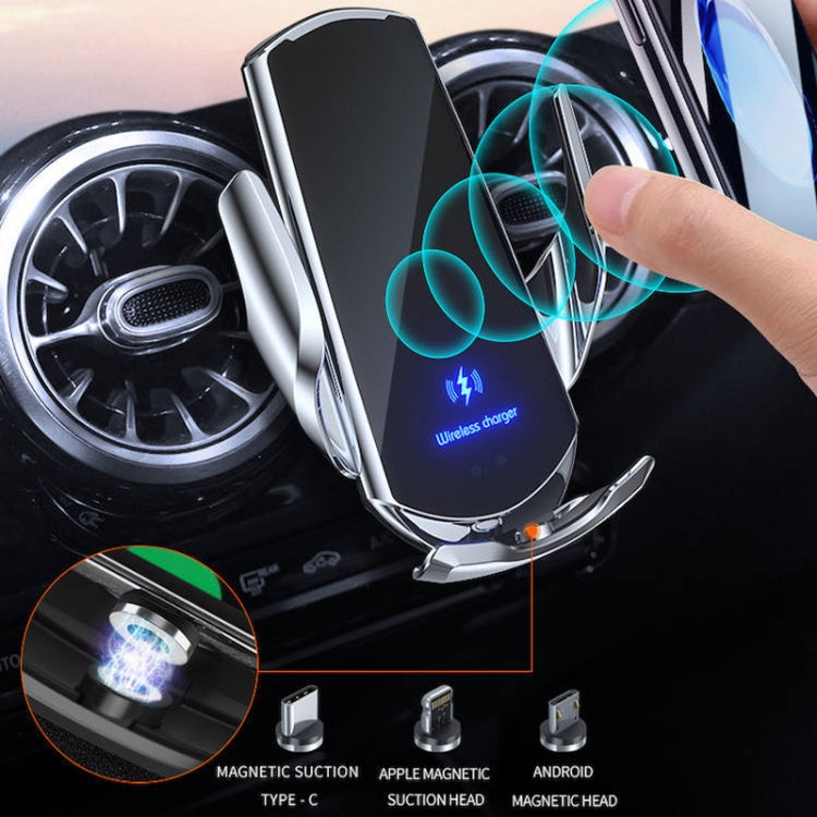 Q3 Infrared Induction Magnetic Car Wireless Charging Phone Bracket with Micro USB + 8 Pin + Type-C / USB-C Magnetic Connector(Blue) - free shipping - PMC TechLife - Order now!