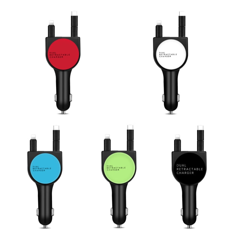 3 In 1 3.1A Dual USB Single Pull Retractable Fast QC3.0 Car Charger(Black) - Car Charger by PMC TechLife | Online Shopping South Africa | PMC TechLife