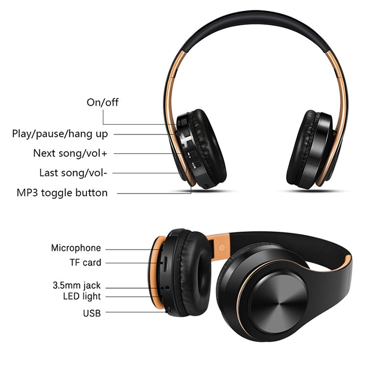 LPT660 Bluetooth Wireless Headset HIFI Stereo Sports Headphones(Black+Green) - Headset & Headphone by PMC TechLife | Online Shopping South Africa | PMC TechLife