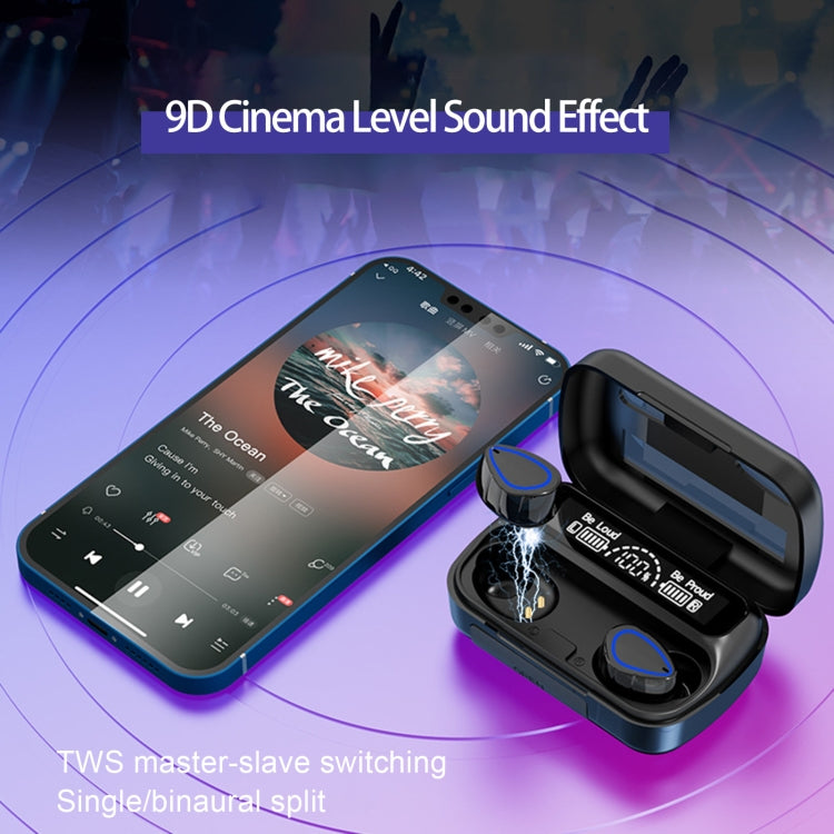 SKY10 Charging Bin Stereo Digital Display Mini Invisible Bluetooth Headset(Black) - Bluetooth Earphone by PMC TechLife | Online Shopping South Africa | PMC TechLife