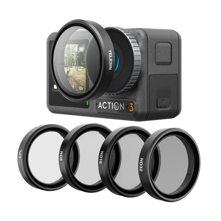 For DJI OSMO Action 3 / 4 TELESIN ND CPL Filter Set Aluminium Alloy Frame Lens(CPL+ND8/16/32 Set) - free shipping - PMC TechLife - Order now!