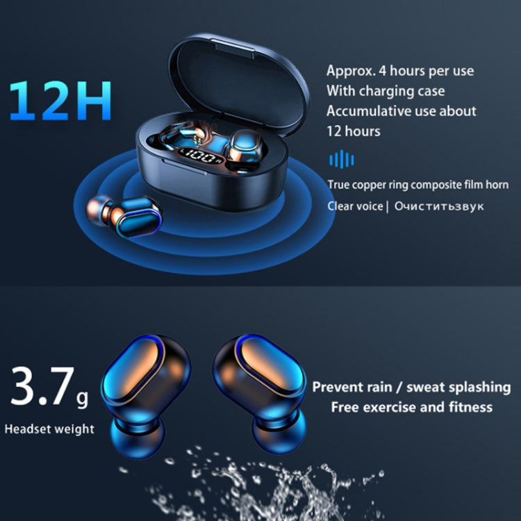E7s Digital Sports Waterproof TWS Bluetooth 5.0 In-Ear Headphones(Yellow) - TWS Earphone by PMC TechLife | Online Shopping South Africa | PMC TechLife