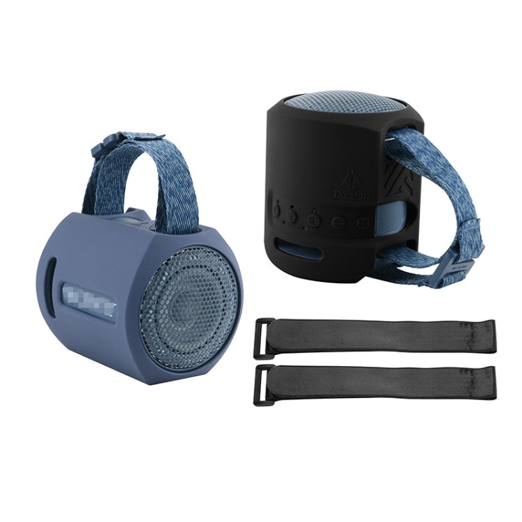 For Sony SRS-XB13 Speaker Silicone Case With Hook And Loop Fastener Strap(Blue) - Protective Case by PMC TechLife | Online Shopping South Africa | PMC TechLife