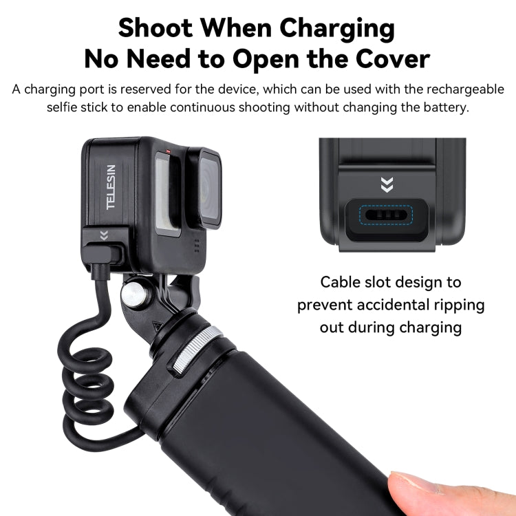 For GoPro Hero11 Black / HERO10 Black /9 Black TELESIN Weather-resistant Side Cover Easy Removable Charging Cover Port(Black) - free shipping - PMC TechLife - Order now!