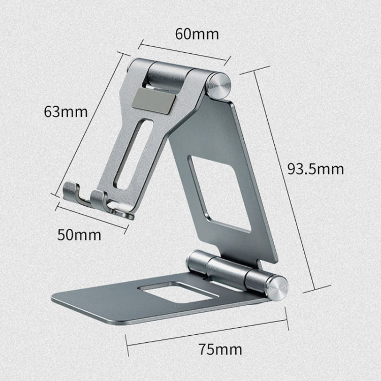 Z10A   Aluminum Alloy Double Folding Mobile Phone Holder Desktop Tablet Lazy Holder(Black) - Desktop Holder by PMC TechLife | Online Shopping South Africa | PMC TechLife