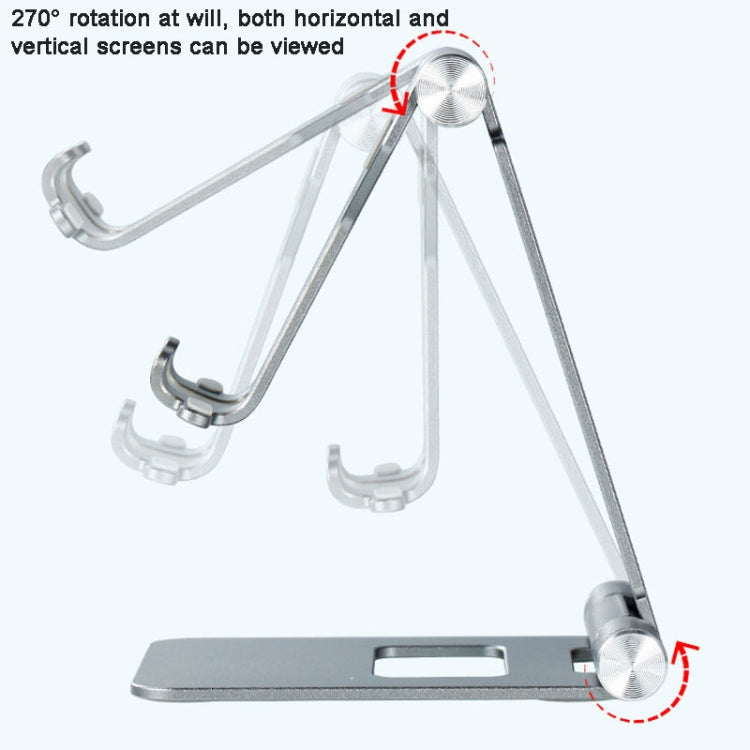 Z10A   Aluminum Alloy Double Folding Mobile Phone Holder Desktop Tablet Lazy Holder(Grey) - Desktop Holder by PMC TechLife | Online Shopping South Africa | PMC TechLife