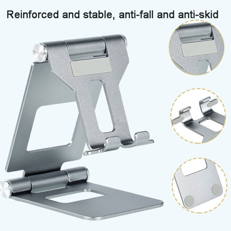 Z10A   Aluminum Alloy Double Folding Mobile Phone Holder Desktop Tablet Lazy Holder(Grey) - Desktop Holder by PMC TechLife | Online Shopping South Africa | PMC TechLife