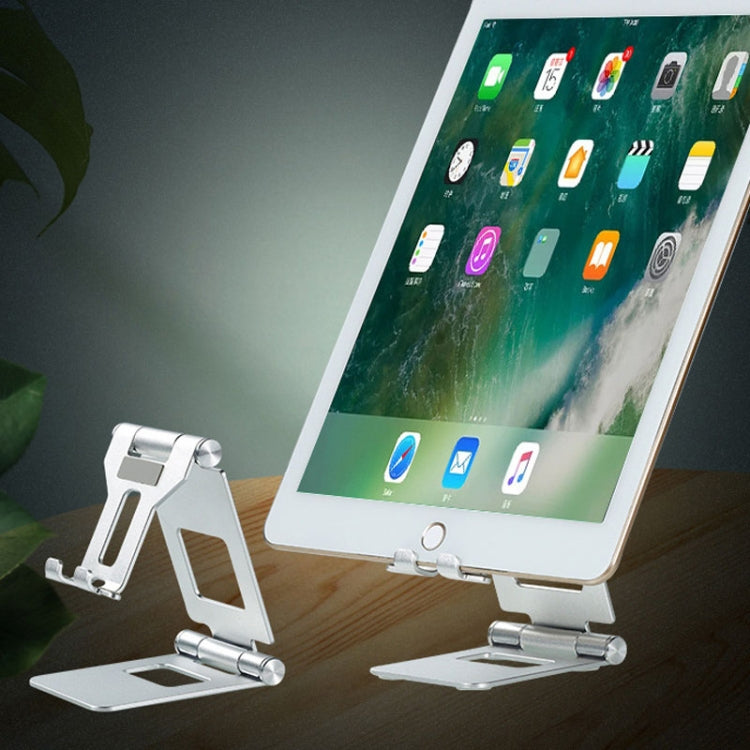 Z10A   Aluminum Alloy Double Folding Mobile Phone Holder Desktop Tablet Lazy Holder(Grey) - Desktop Holder by PMC TechLife | Online Shopping South Africa | PMC TechLife