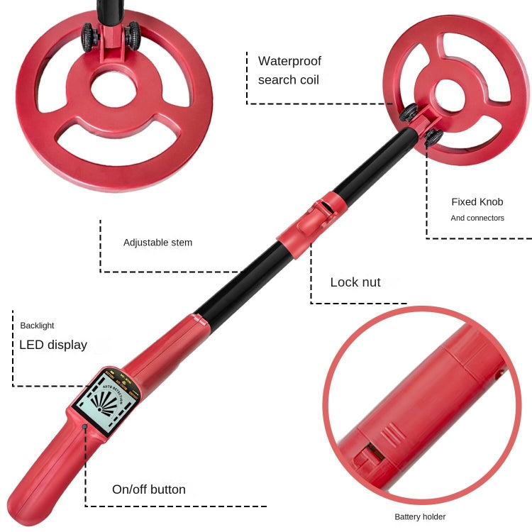 Goint MD3006 Metal Detector Outdoor Treasure Hunter Toys Children Science Detector(Red) - free shipping - PMC TechLife - Order now!
