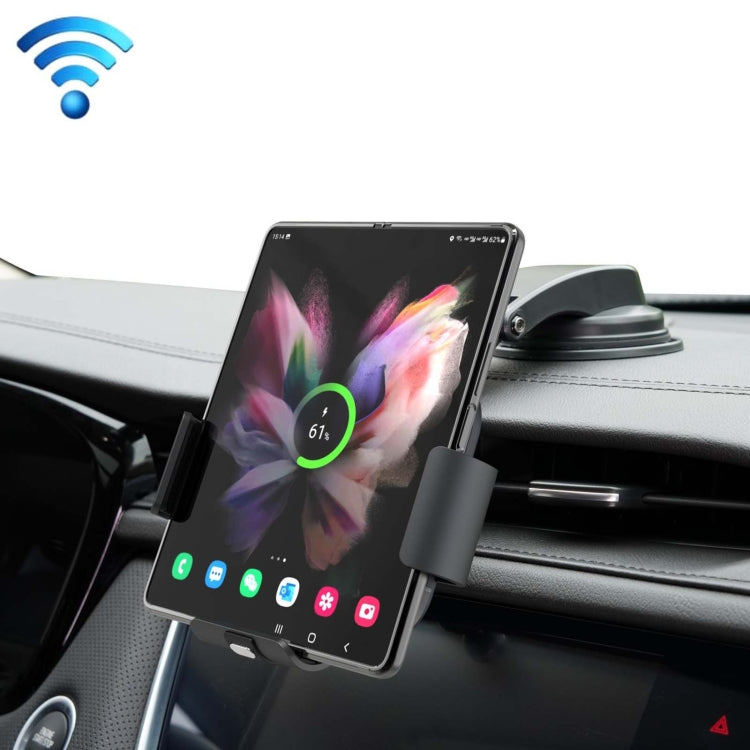 For Samsung Galaxy Z Fold4 / 3 S10 Folding Screen Mobile Phone Vehicle Bracket Dual Coil Wireless Charger - Wireless Charger Holders by PMC TechLife | Online Shopping South Africa | PMC TechLife | Buy Now Pay Later Mobicred