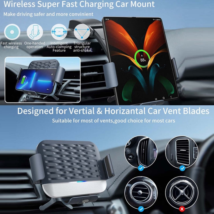 For Samsung Galaxy Z Fold4 / 3 S10 Folding Screen Mobile Phone Vehicle Bracket Dual Coil Wireless Charger - Wireless Charger Holders by PMC TechLife | Online Shopping South Africa | PMC TechLife | Buy Now Pay Later Mobicred