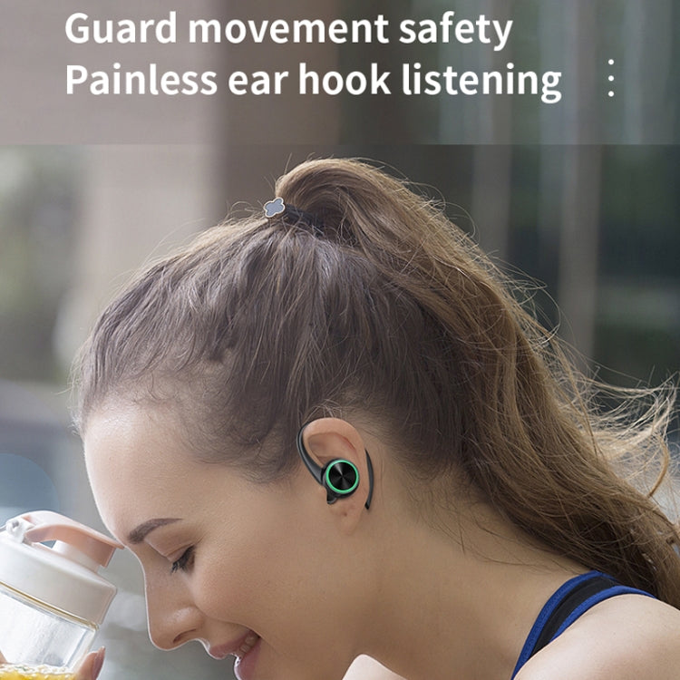 R201 With Charging Bin Hanging Ear Stereo Digital Display Bluetooth Earphones(Black) - Bluetooth Earphone by PMC TechLife | Online Shopping South Africa | PMC TechLife