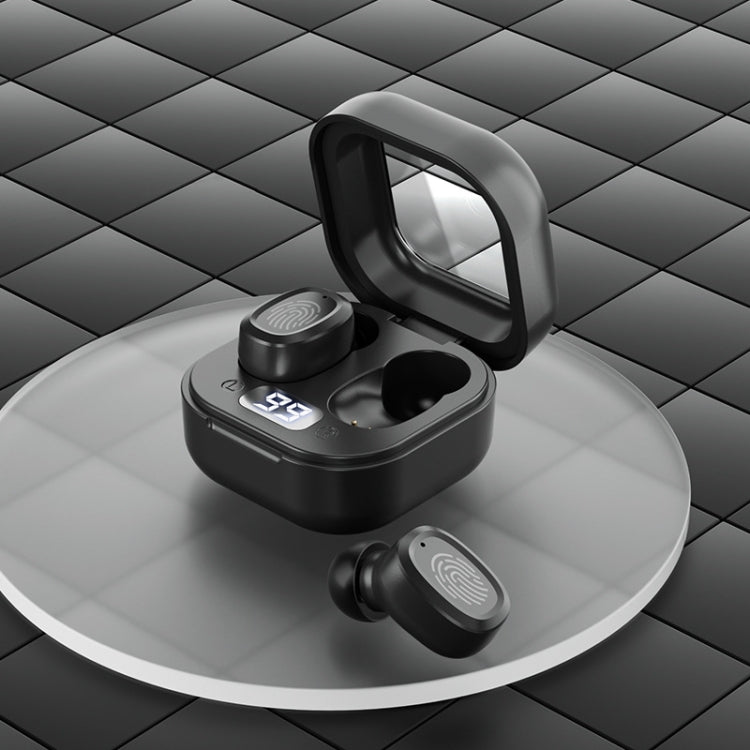 With Charging Bin Stereo Wireless Bluetooth Earphones, Style: BY18 Digital Display Black - Bluetooth Earphone by PMC TechLife | Online Shopping South Africa | PMC TechLife