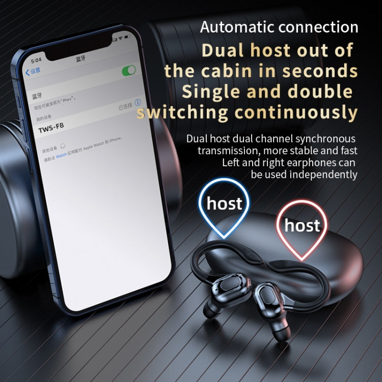 F8 Hanging Ear Stereo Wireless Bluetooth Earphones With Charging Bin(Blue Double Ear) - Bluetooth Earphone by PMC TechLife | Online Shopping South Africa | PMC TechLife