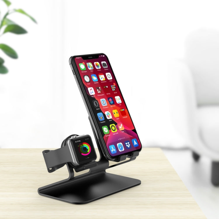 AhaStyle ST04 Aluminum Alloy Charging Base, For 4-8 inch Smart Phone&Apple Watch Series(Black) - Desktop Holder by AhaStyle | Online Shopping South Africa | PMC TechLife