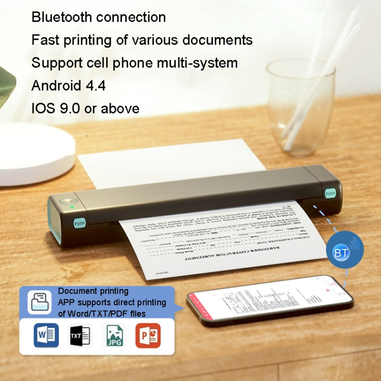 M08F Bluetooth Wireless Handheld Portable Thermal Printer(Black Green A4 Version) - Printer by PMC TechLife | Online Shopping South Africa | PMC TechLife