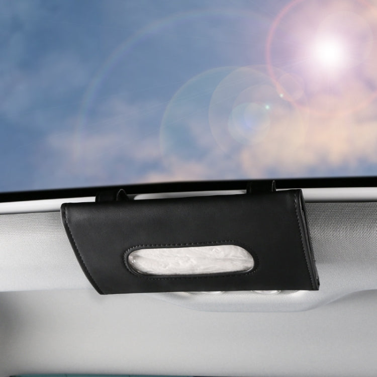 Car Sun Visor Tissue Holder Leather Hanging Storage Box(Black) - Tissue Boxes by PMC TechLife | Online Shopping South Africa | PMC TechLife