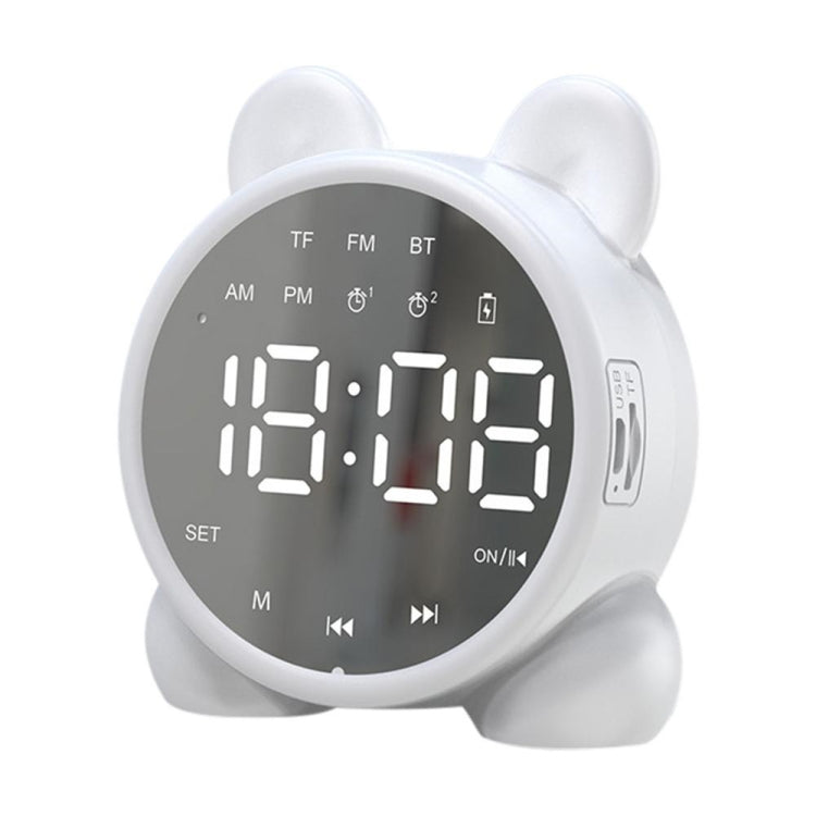 P1 Mini Card Mirror Clock Wireless Bluetooth Speaker with FM Radio(White) - Mini Speaker by PMC TechLife | Online Shopping South Africa | PMC TechLife
