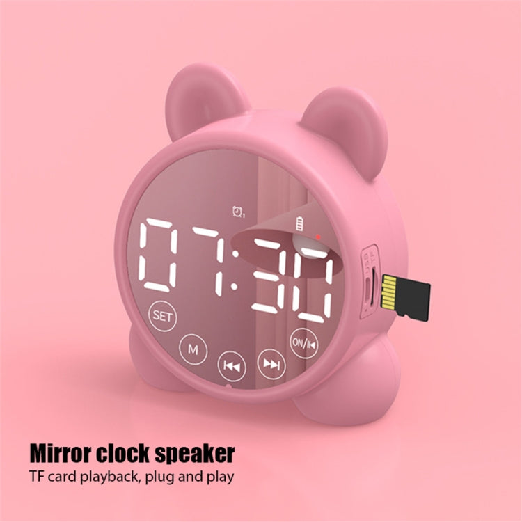 P1 Mini Card Mirror Clock Wireless Bluetooth Speaker with FM Radio(Light Green) - Mini Speaker by PMC TechLife | Online Shopping South Africa | PMC TechLife