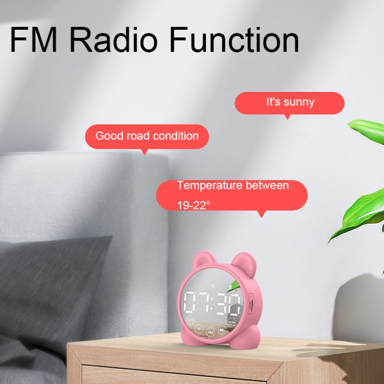 P1 Mini Card Mirror Clock Wireless Bluetooth Speaker with FM Radio(Light Green) - Mini Speaker by PMC TechLife | Online Shopping South Africa | PMC TechLife