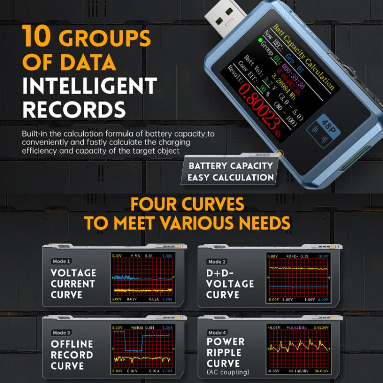 FNIRSI FNB48P USB Mobile Phone DC Power Charger Detector, Color: Bluetooth Blue - free shipping - PMC TechLife - Order now!