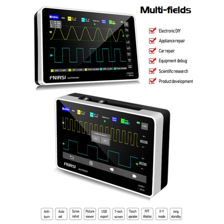 FNIRSI 1013D 1GS Sampling Dual Channel 100M Bandwidth Digital Oscilloscope, US Plug(English) - free shipping - PMC TechLife - Order now!