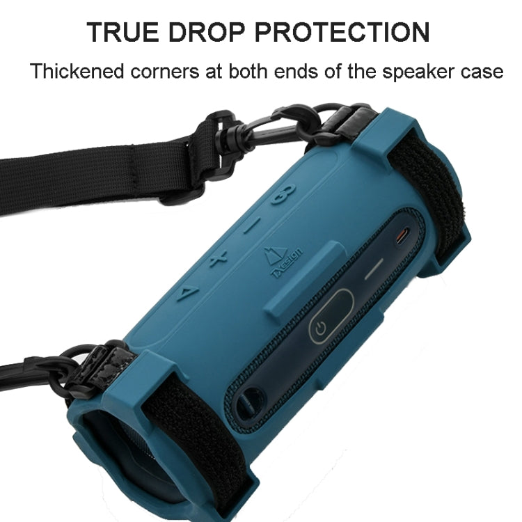 For JBL Flip 6 Speaker Bag Travel Carrying Silicone Case With Shoulder Strap(Blue) - Protective Case by PMC TechLife | Online Shopping South Africa | PMC TechLife