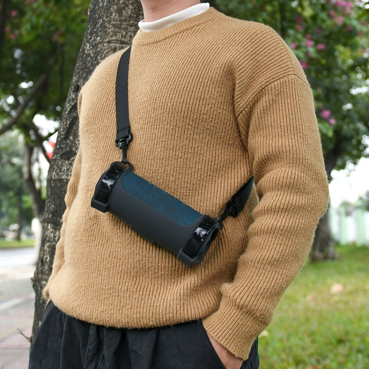 For JBL Flip 6 Speaker Bag Travel Carrying Silicone Case With Shoulder Strap(Black) - Protective Case by PMC TechLife | Online Shopping South Africa | PMC TechLife