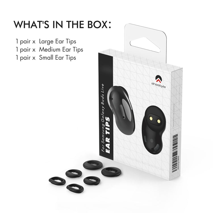 For Samsung Galaxy Buds Live AhaStyle PT132 S+M+L Silicone Earbud(Black) - Anti-dust & Ear Caps by AhaStyle | Online Shopping South Africa | PMC TechLife | Buy Now Pay Later Mobicred
