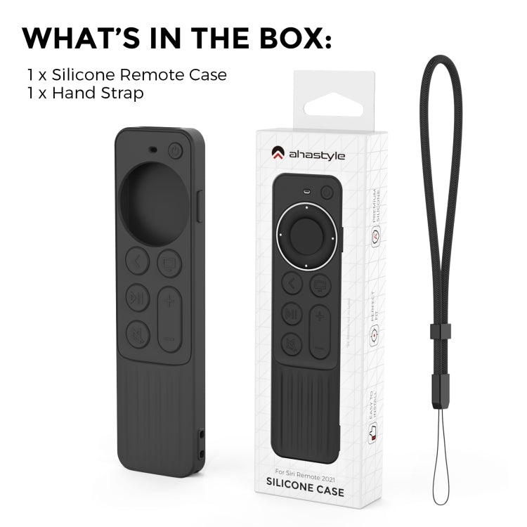 For Apple TV Siri Remote 2/3 AhaStyle PT166 Remote Controller Silicone Protective Case Striped Non-Slip Anti-Drop Cover(Black) - free shipping - PMC TechLife - Order now!