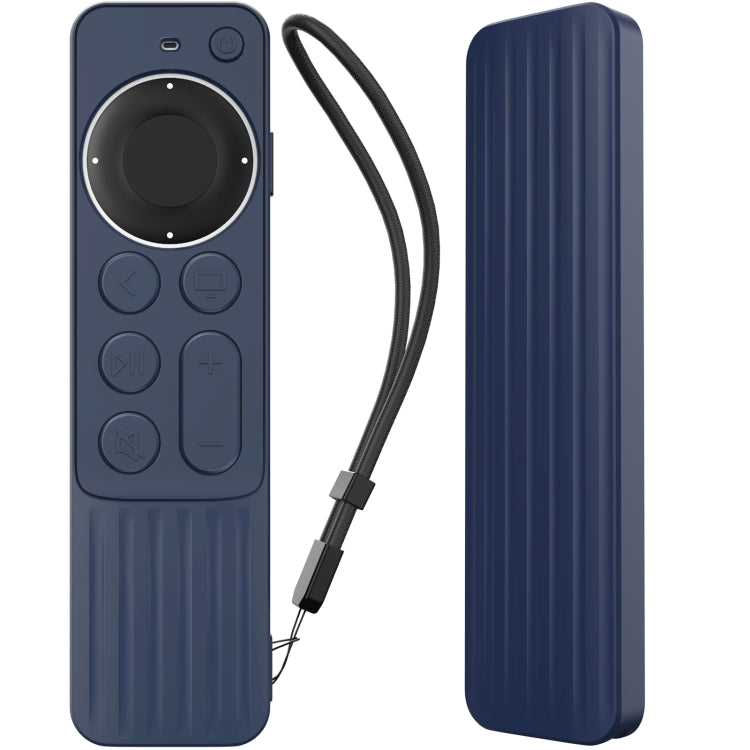 For Apple TV Siri Remote 2/3 AhaStyle PT166 Remote Controller Silicone Protective Case Striped Non-Slip Anti-Drop Cover(Midnight Blue) - free shipping - PMC TechLife - Order now!