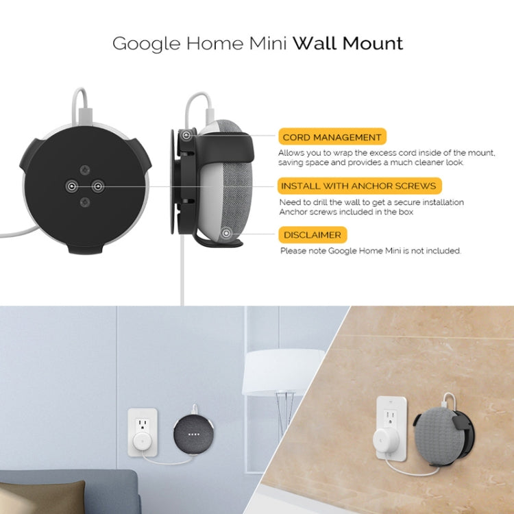 For Google Home Mini AhaStyle PT62 Wall Bracket Smart Speaker Bracket Black - free shipping - PMC TechLife - Order now!