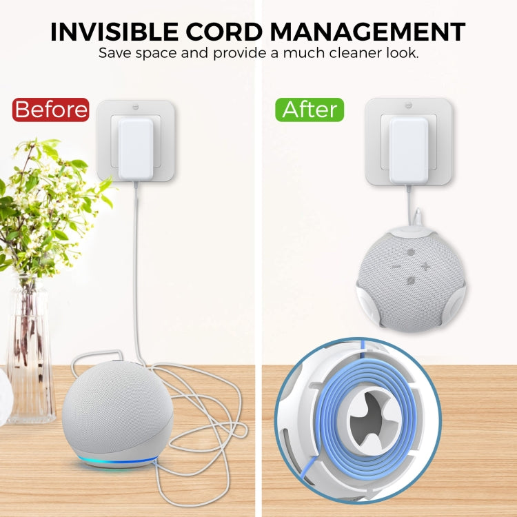 For Amazon Echo Dot 4/5 AhaStyle PT183 Speaker Wall Storage Stand(White) - free shipping - PMC TechLife - Order now!