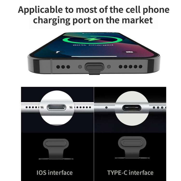10pcs USB-C/Type-C  Mobile Phone Charging Port Silicone Anti-Dust Plug Back-adhesive Loss-proof Cover(Transparent) - Anti-dust & Ear Caps by PMC TechLife | Online Shopping South Africa | PMC TechLife