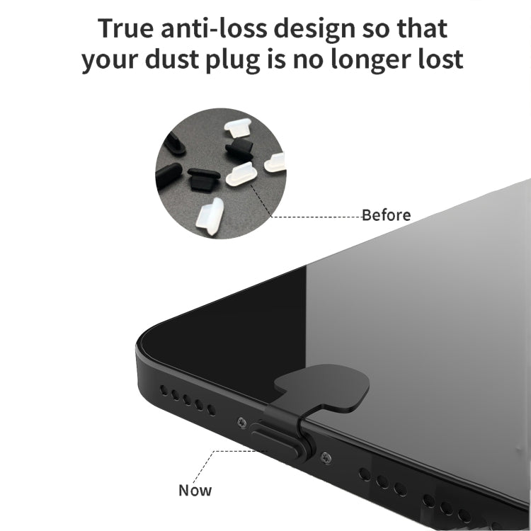 10pcs 8 Pin  Mobile Phone Charging Port Silicone Anti-Dust Plug Back-adhesive Loss-proof Cover(Black) - Anti-dust & Ear Caps by PMC TechLife | Online Shopping South Africa | PMC TechLife