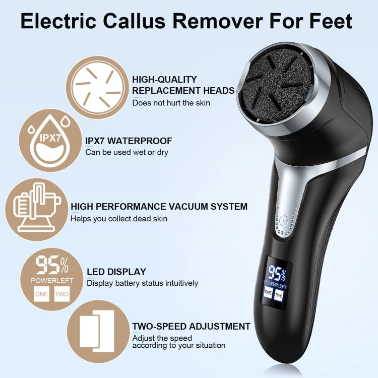 JD-510 Rechargeable Electric Foot Callus Remover with Vacuum Cleaner 10 In 1 Kit  Black - free shipping - PMC TechLife - Order now!