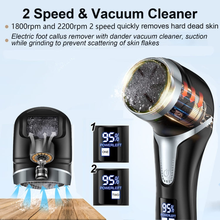 JD-510 Rechargeable Electric Foot Callus Remover with Vacuum Cleaner 10 In 1 Kit  Black - free shipping - PMC TechLife - Order now!