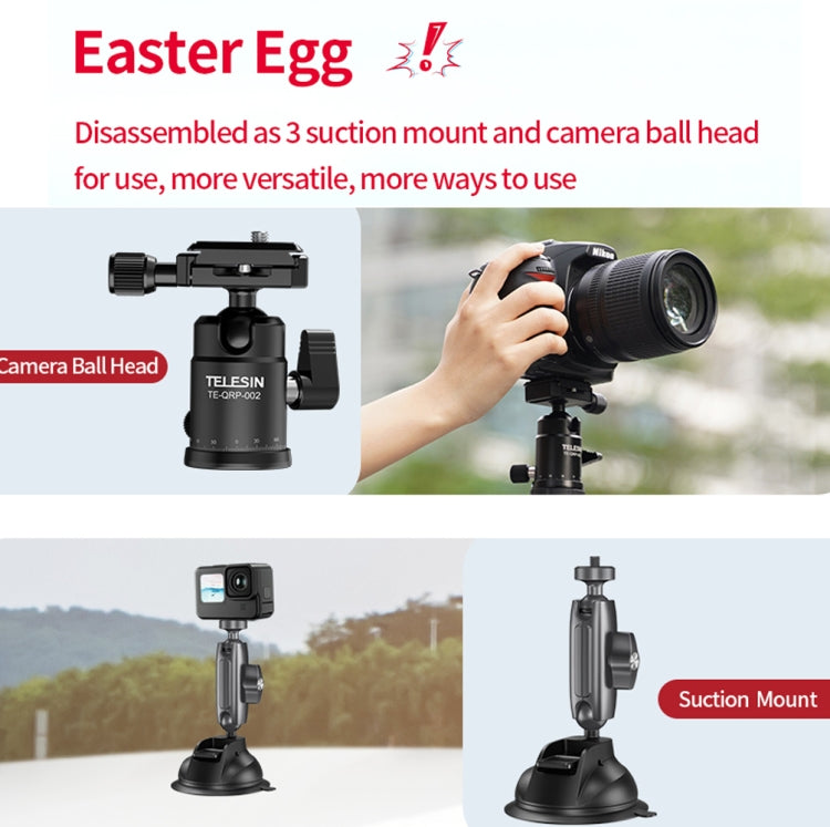 TELESIN Suction Cup Action Camera Tripod Mount for Car Holder Stand Bracket - free shipping - PMC TechLife - Order now!