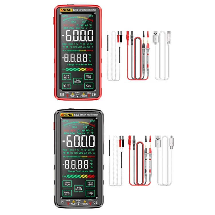 ANENG 683 Smart Touch Screen Automatic Range Rechargeable Multimeter(Red) - free shipping - PMC TechLife - Order now!