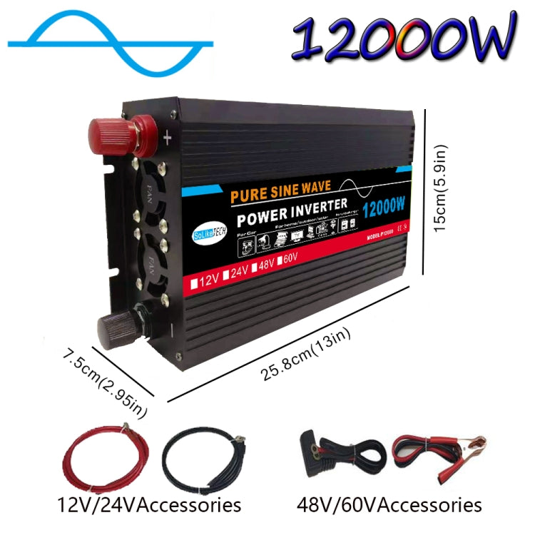 12000W (Actual 2000W) 12V to 220V High Power Car Sine Wave Inverter Power Converter - Pure Sine Wave by PMC TechLife | Online Shopping South Africa | PMC TechLife
