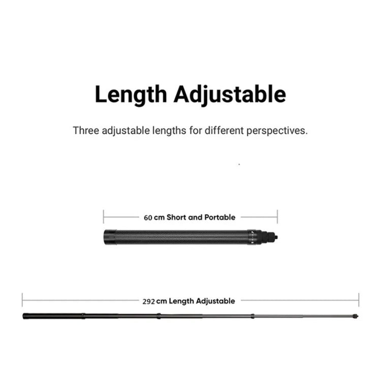 3m Carbon Fiber Extended Monopod Invisible Selfie Stick For Insta360  / DJI Action / GoPro / Xiao Yi Sports Camera - Extendable Pole by PMC TechLife | Online Shopping South Africa | PMC TechLife