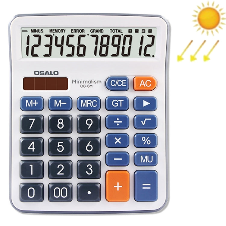 OSALO OS-6M 12-digit Office Desktop Calculator Solar Dual Power Calculator - free shipping - PMC TechLife - Order now!