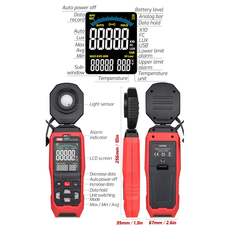 TASI TA632B USB Computer Connection Digital Illuminance Meter Lumen Tester Brightness Meter - free shipping - PMC TechLife - Order now!