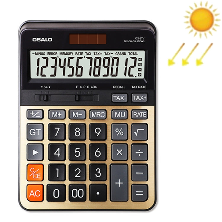 OSALO OS-3TV 12-digit LCD Screen Solar Dual Power Supply Desktop Calculator - free shipping - PMC TechLife - Order now!