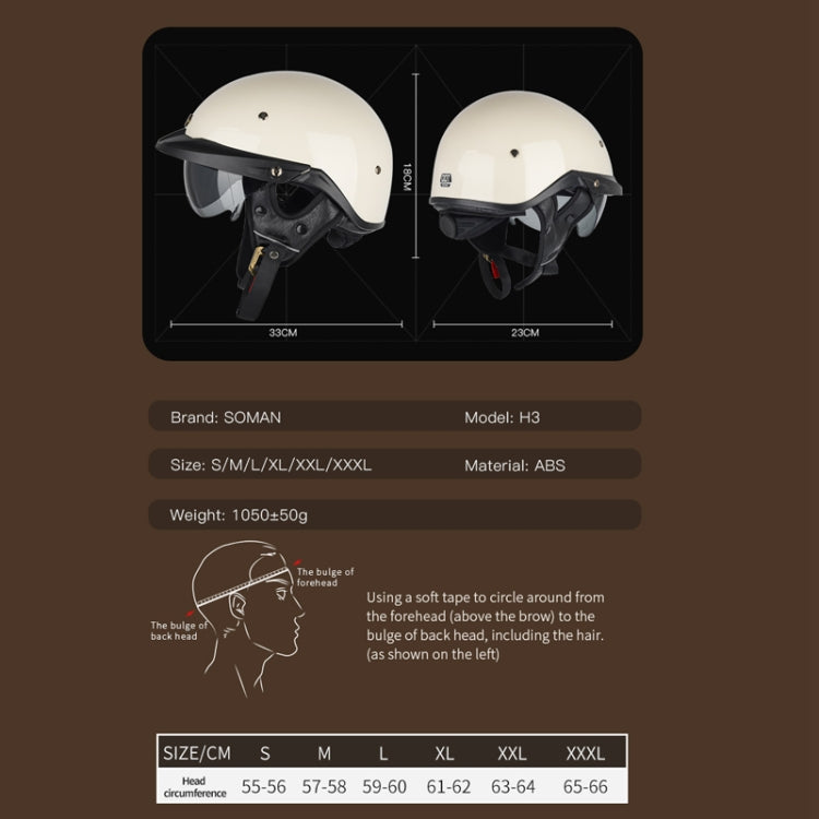 SOMAN Motorcycle Half Helmet Adjustable Helmet With Inner Mirror, Size: XL(Cement Gray) - free shipping - PMC TechLife - Order now!