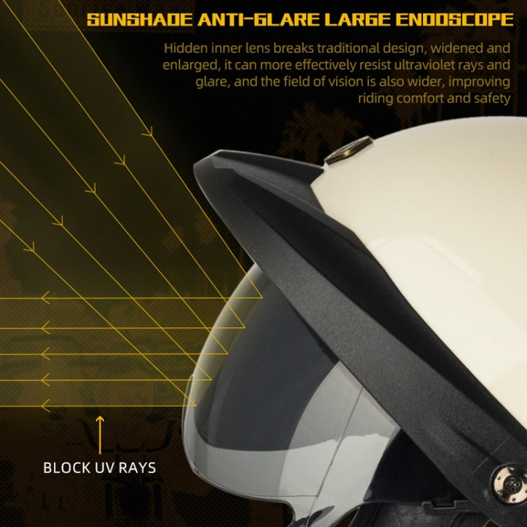 SOMAN Motorcycle Half Helmet Adjustable Helmet With Inner Mirror, Size: L(Bright Black) - free shipping - PMC TechLife - Order now!