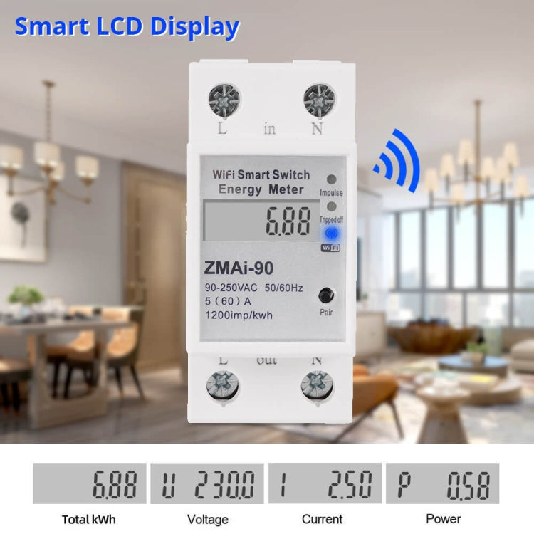 ZMAi-90 Wifi Smart Switch Energy Meter Support Tuya Smart Life APP Work With Alexa Google - Smart Switch by PMC TechLife | Online Shopping South Africa | PMC TechLife